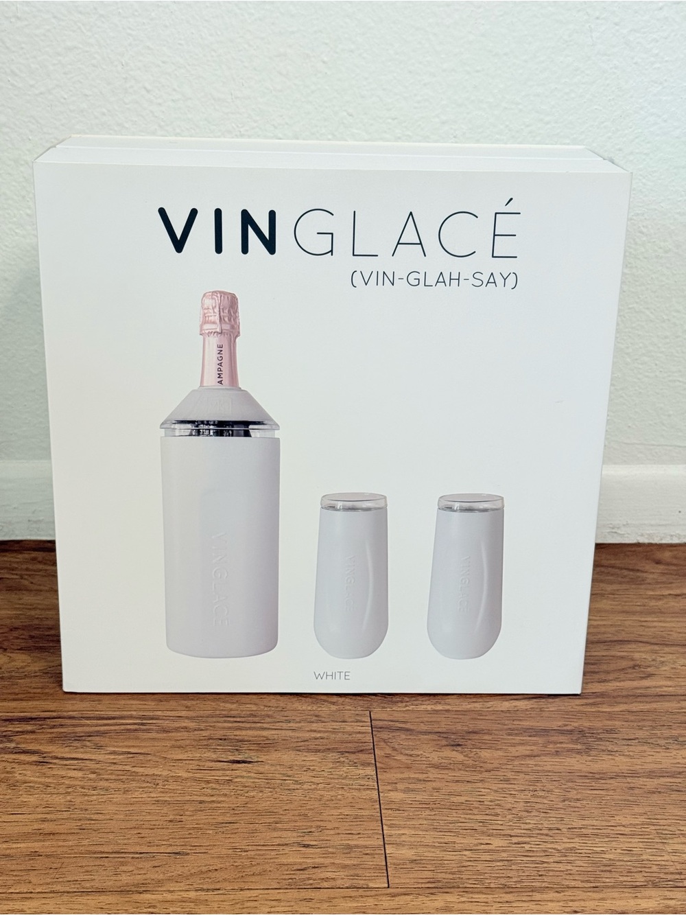 NEW Vinglacé Wine & Champagne Chiller Gift Set White with 2 Champagne Flutes - Picture 5 of 7